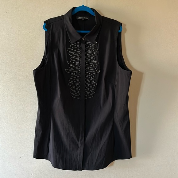 Lafayette 148 New York Tops - Lafayette 148 NY Neiman Marcus sleeveless tuxedo button down blouse size 12